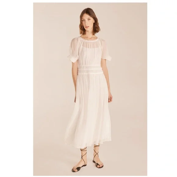 Rebecca Taylor | Dresses | Nwt Rebecca Taylor Short Sleeve Pleated Chiffon  Midi Dress Size 0 | Poshmark